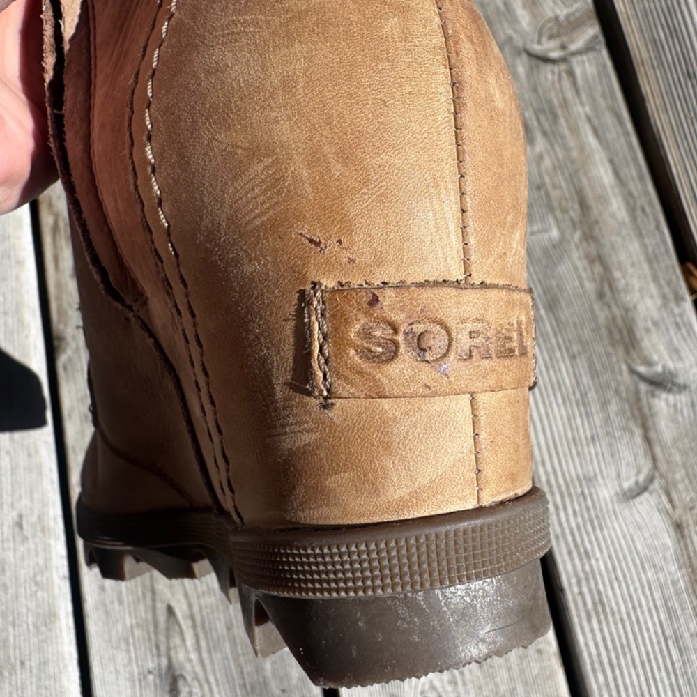 SOREL Joan of Arctic Wedge II Boots Tall Women's Beige Lace Up Size 8.5 - Picture 13 of 14